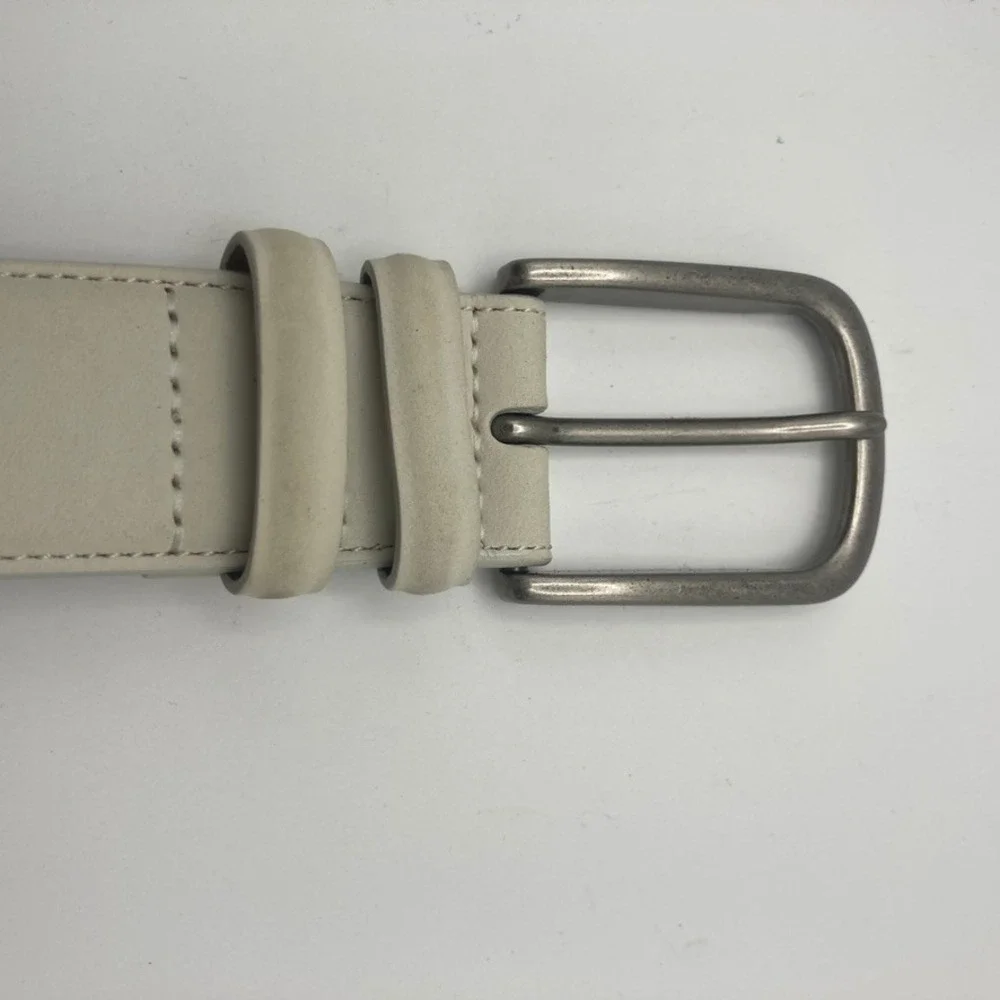 Johnston & Murphy Men's White Sporty Casual Leather Belt 42 Preppy Casual‎ Golf
